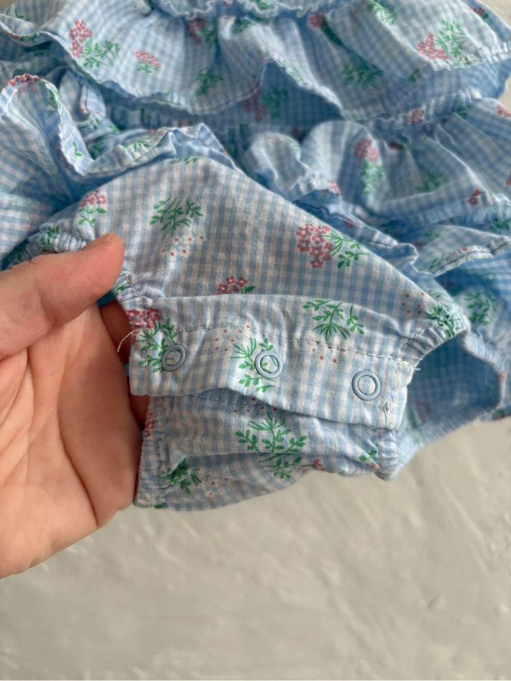 100% cotton gingham ruffled bodysuit